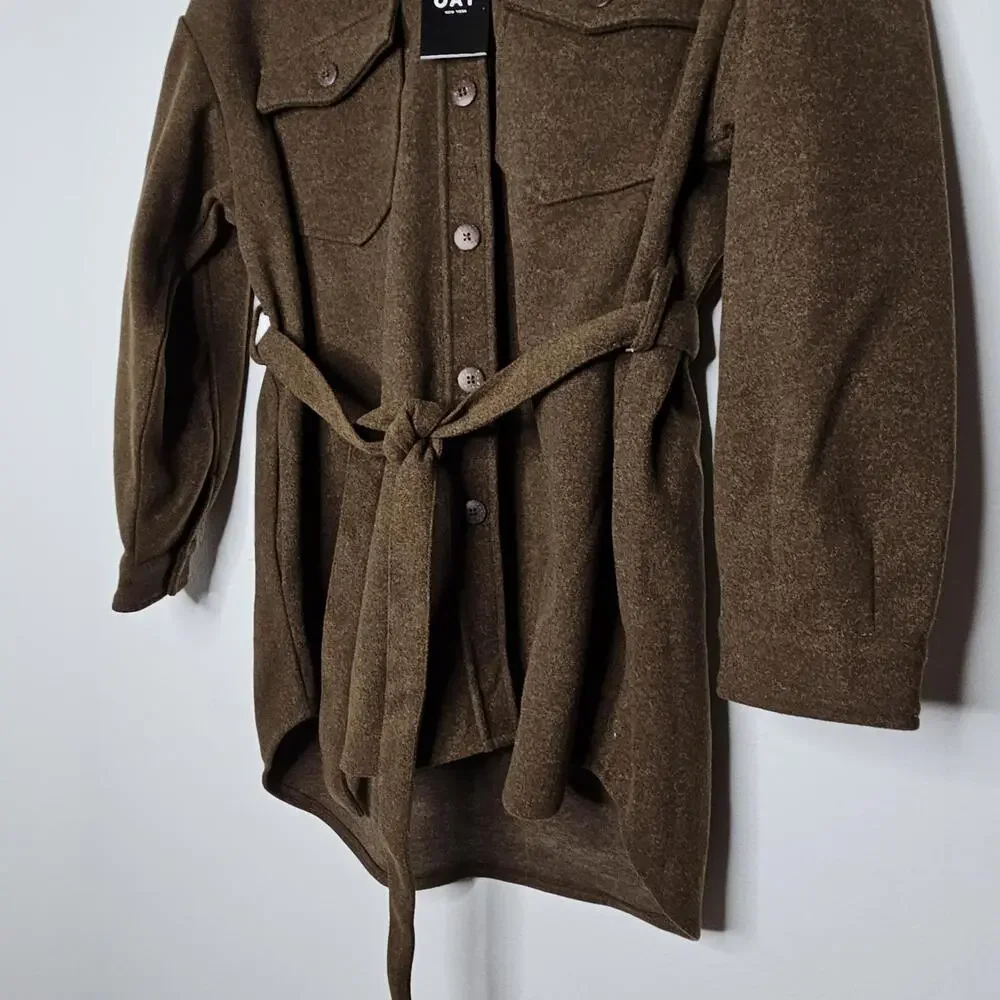 NWT OAT Women's Brown/Belted Shacket Coat Size XL